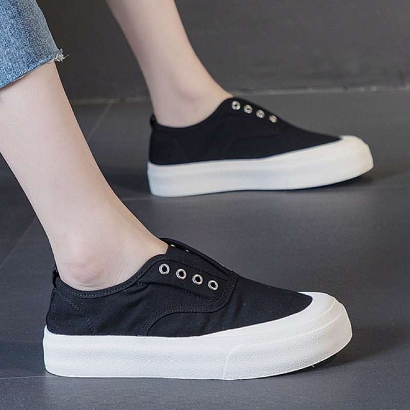Big-Toe Green Canvas Shoes For Women, Summer Thin Thick-Soled Soft-Soled Slip-On Lazy Casual Shoes - Image 2